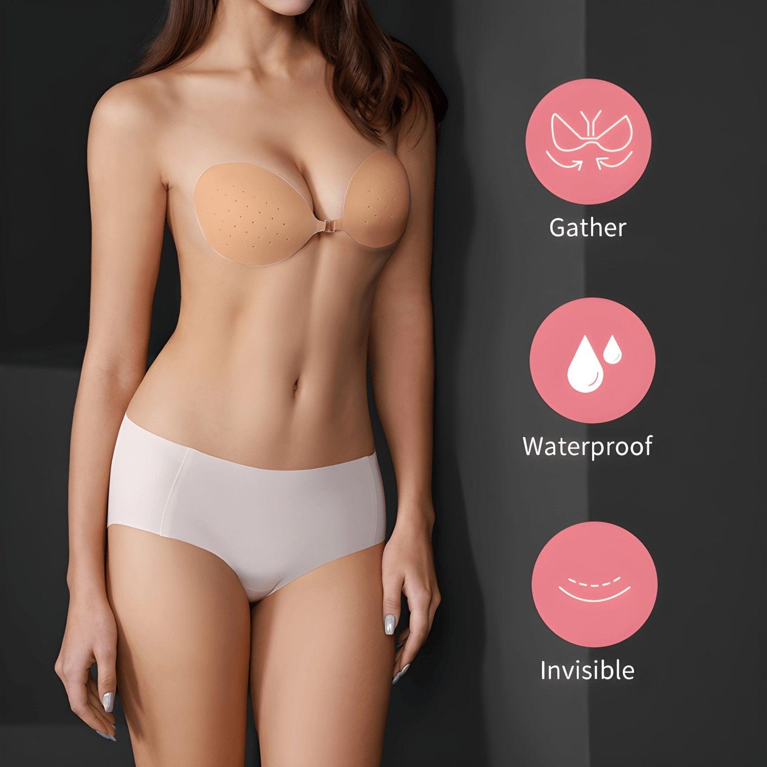 Gather Push Up Breathable Invisible Silicone Bra, High Quality