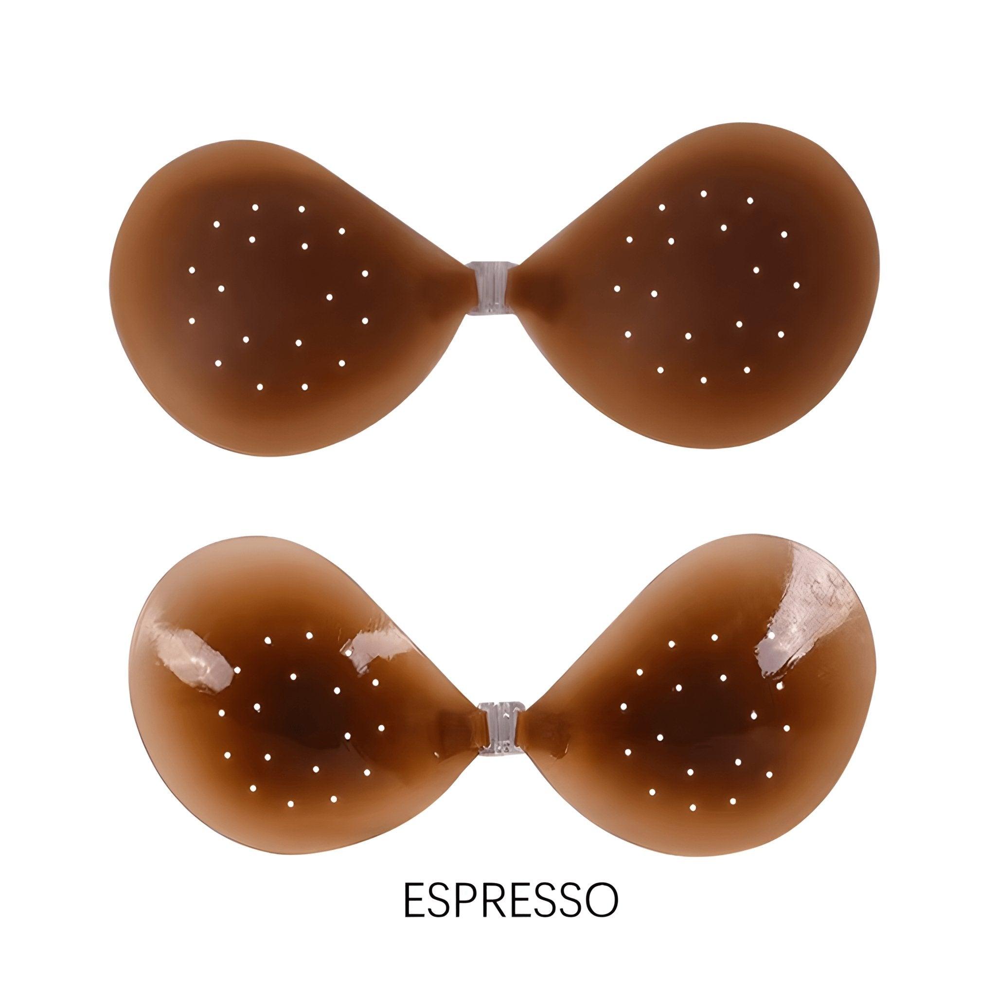 Adhesive Push-up Reusable Self Silicone Bra Coffee Brown