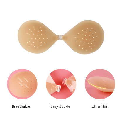 Breathable Silicone Bra Inserts  Semi-adhesive Breast Enhancer